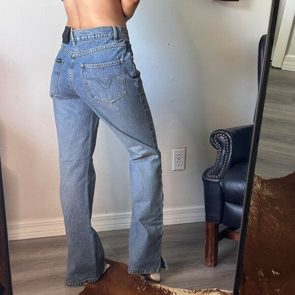 Vintage Harley-Davidson Blue Snap Flare Jeans – Size 4 (26/27) - Picture 2 of 8